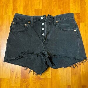 Levi’s 501 black high waisted jean shorts size 30 waist